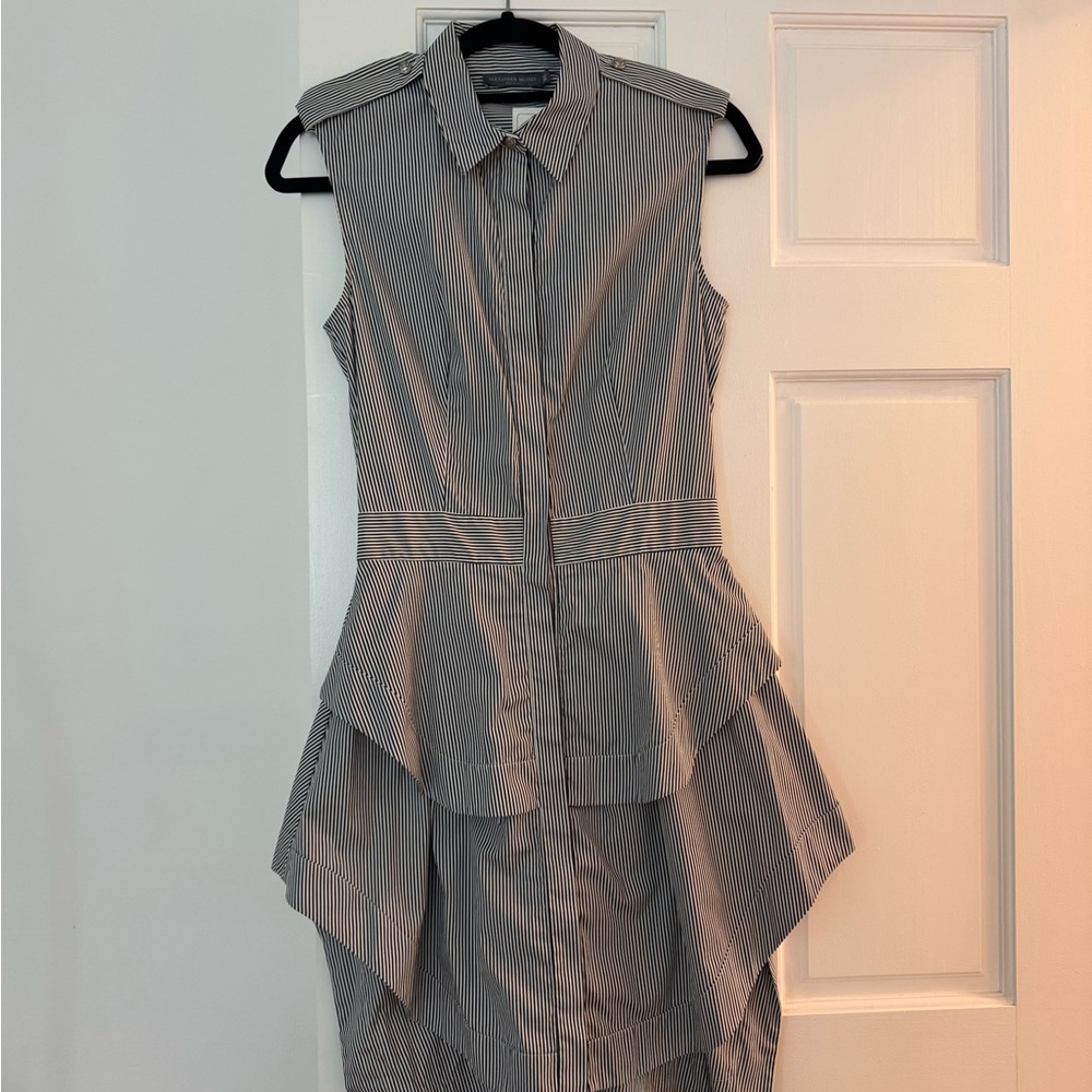 Alexander McQueen Striped Sleeveless Button-Up Dress